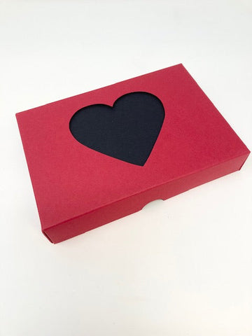 FOLD UP 12 CHOCOLATE BOX LID - CHERRY RED - HEART (Pack of 20)